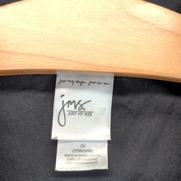 JMS Just My Size Button Up Womens Shirt Size 3X Black Long Sleeve - Picture 9 of 10